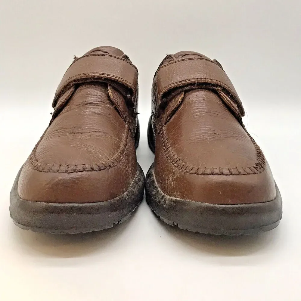 Dr. Comfort Scott 9020 Comfort Shoe Men's 9.5W Brown Leather Low Top Hook & Loop